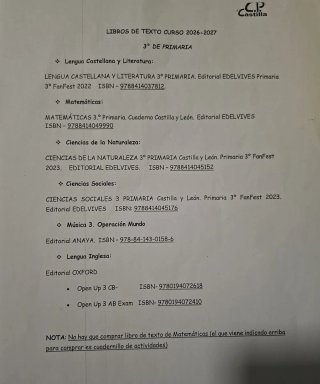 Libros 3° primaria Colegio Castilla