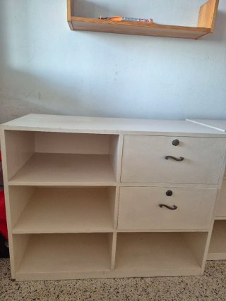 Muebles de escritorio de madera, estilo vintage.
