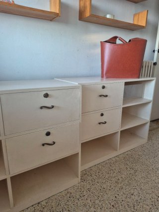 Muebles de escritorio de madera, estilo vintage.
