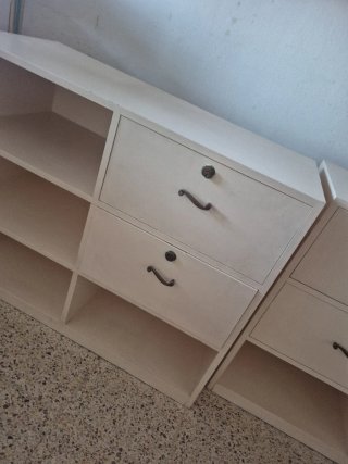 Muebles de escritorio de madera, estilo vintage.