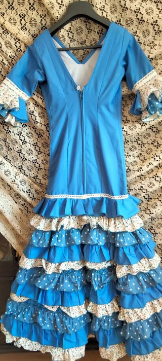 Traje Flamenca Niña Azul 8-10 años