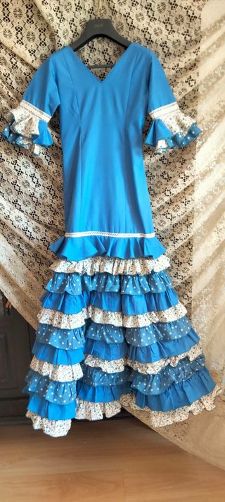 Traje Flamenca Niña Azul 8-10 años