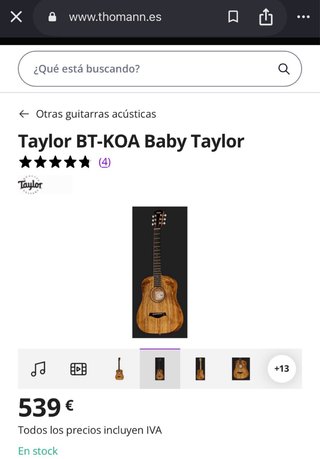 Guitarra Baby Teylor BT-KOA