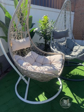 Silla Mecedora Colgante con Cesta Gris