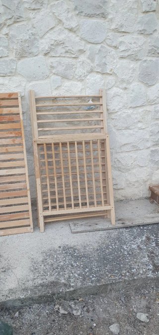 Cuna bebé madera natural con colchón 60x120