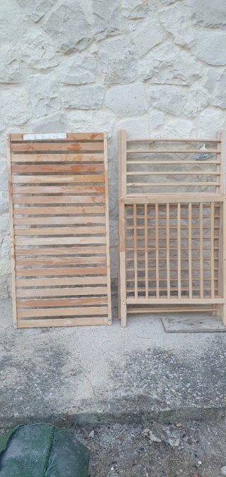 Cuna bebé madera natural con colchón 60x120