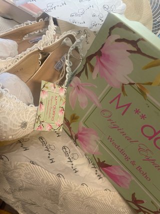 Novias ibicenca cuñas 40 blancas encaje Pendientes