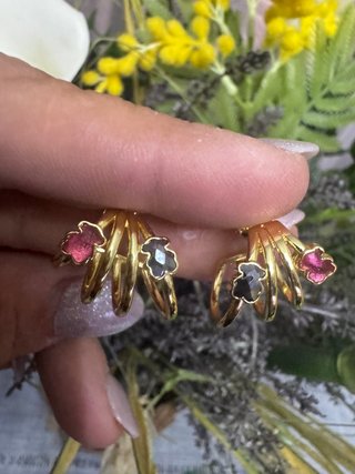 Pendientes Plata S925 Oso Rosa y Gris