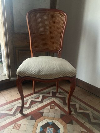 4 Sillas Estilo Luis XV Ratán Madera