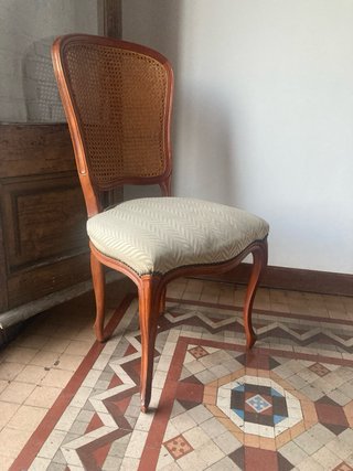 4 Sillas Estilo Luis XV Ratán Madera