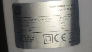 Ventilador de pie ok. blanco