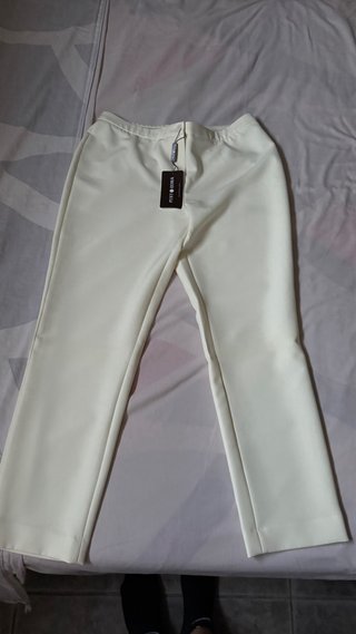 Pantalón recto Punto Roma blanco