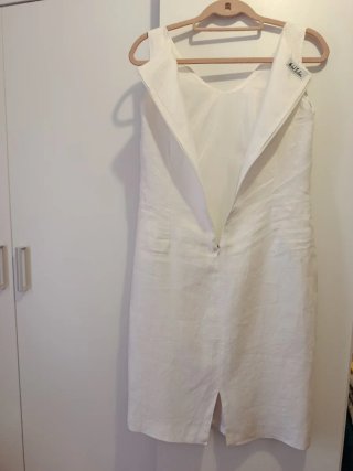 Vestido blanco lino floral Michel Bastos