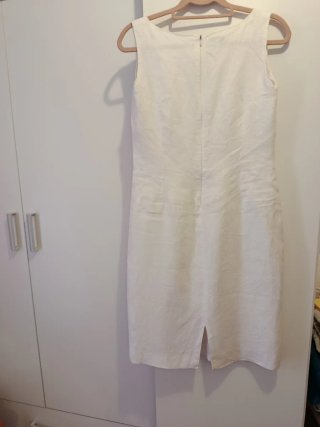 Vestido blanco lino floral Michel Bastos