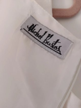 Vestido blanco lino floral Michel Bastos