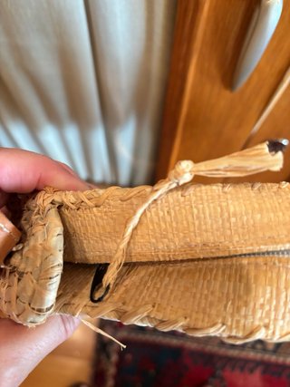 Bolso redondo paja con correa cuero