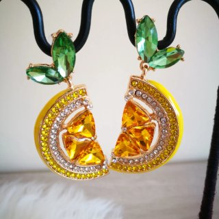 Pendientes Fruta Limón Brillantes