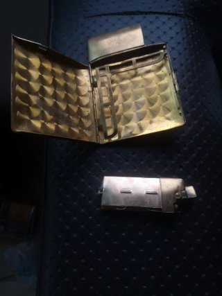 Mechero y pitillera Bronce vintage