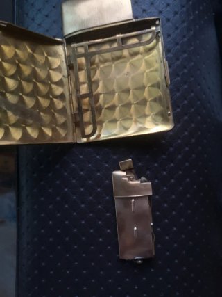 Mechero y pitillera Bronce vintage