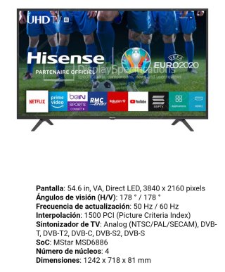 TELEVISIÓN HISENSE 55 PULGADAS LED BACKLIGHT