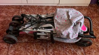 Carrito Bebe Tuc Tuc Estrellas Rosa Gris