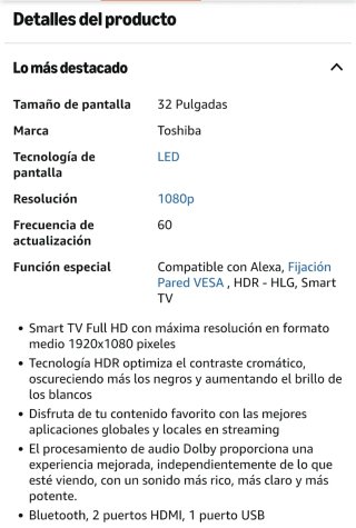 Smart TV Toshiba 32 Negro