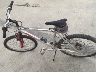 Bicicleta de montaña plateada