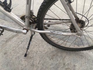 Bicicleta de montaña plateada