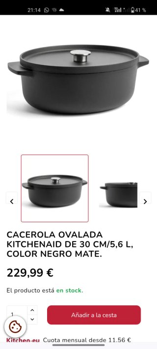 Casseruola in ghisa nera KitchenAid