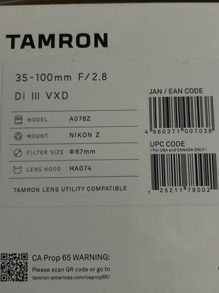 Tamron 35-100mm F/2.8 Di III VXD