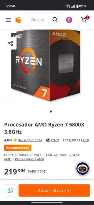 Procesador AMD Ryzen 7 5800X 3.8GHz