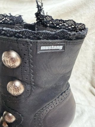 Botines Mustang Piel Talla 40 Negros Encaje