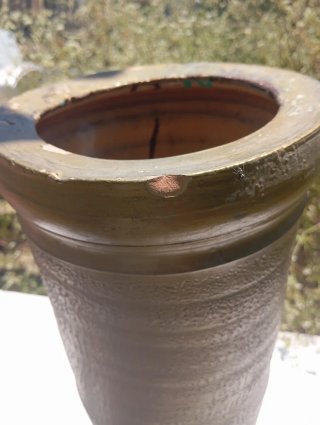 Paragüero Cerámica Antiguo Relieve Rosas Vintage