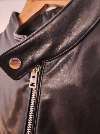Chaqueta negra de cuero sintético forrada, ZARA, S