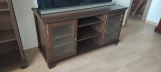 Mueble TV y Estantería Salón Madera Oscura