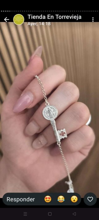 Pulsera llave san benito plata de ley