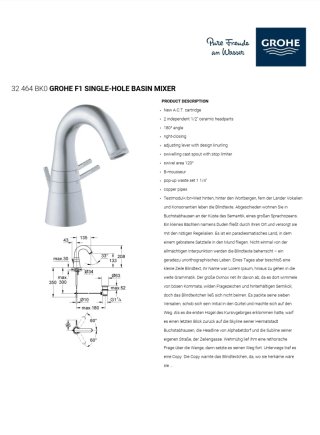 Grifo Monomando Grohe F1 Diseño FA Porsche 32464BK