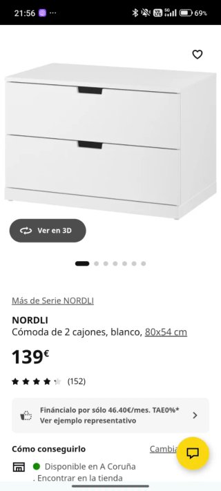 Cómoda Ikea Nordli Blanca