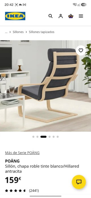 Sillón Poäng Ikea gris antracita