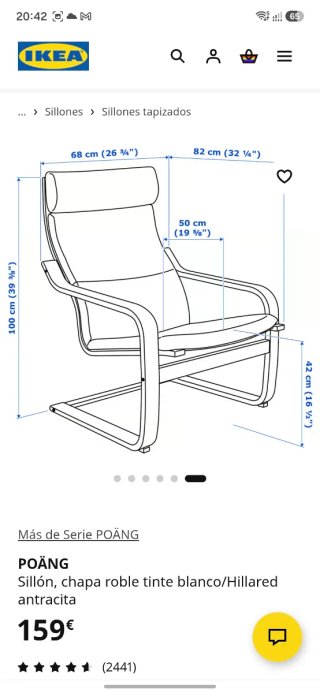 Sillón Poäng Ikea gris antracita