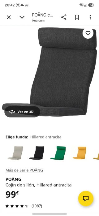 Sillón Poäng Ikea gris antracita