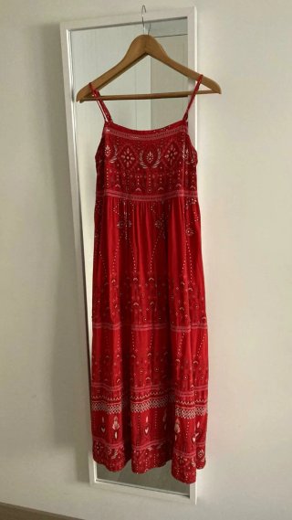 Vestido Jaase Largo Estampado Rojo Talla L
