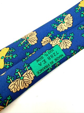 Corbata Hermès azul y amarilla