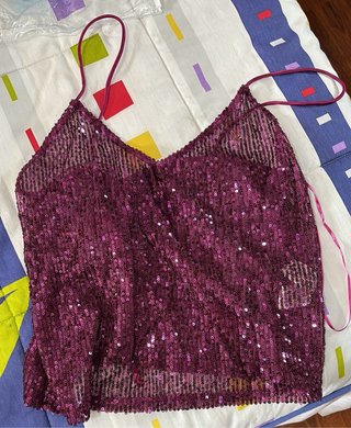 Top lentejuelas transparente morado