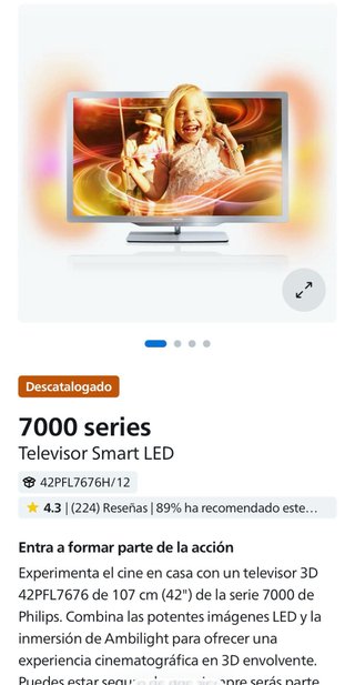 Televisión Philips Plata y mando.