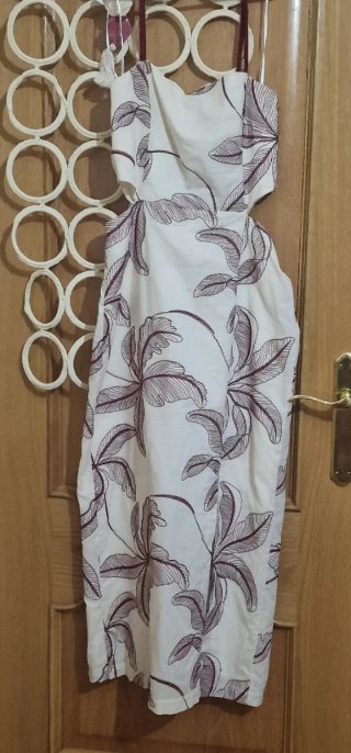 Vestido Zara Midi Cut Out Estampado Talla S