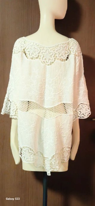 Blusa Pizzo Sangallo Crochet Boho Bianca Taglia Un