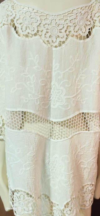 Blusa Pizzo Sangallo Crochet Boho Bianca Taglia Un