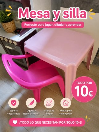 Mesa y silla infantil rosa