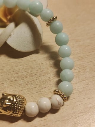 Bracciale pietre 6 mm agata opaca e ammazzonite